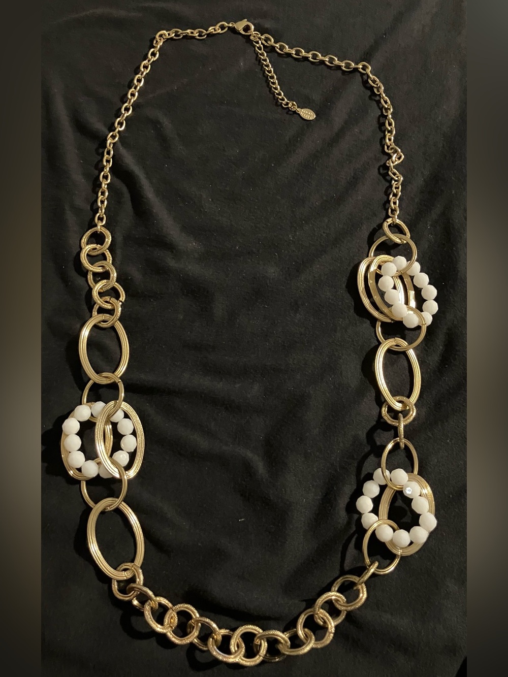 Bijoux Terner Gold-Tone Necklace with White Bead Rings